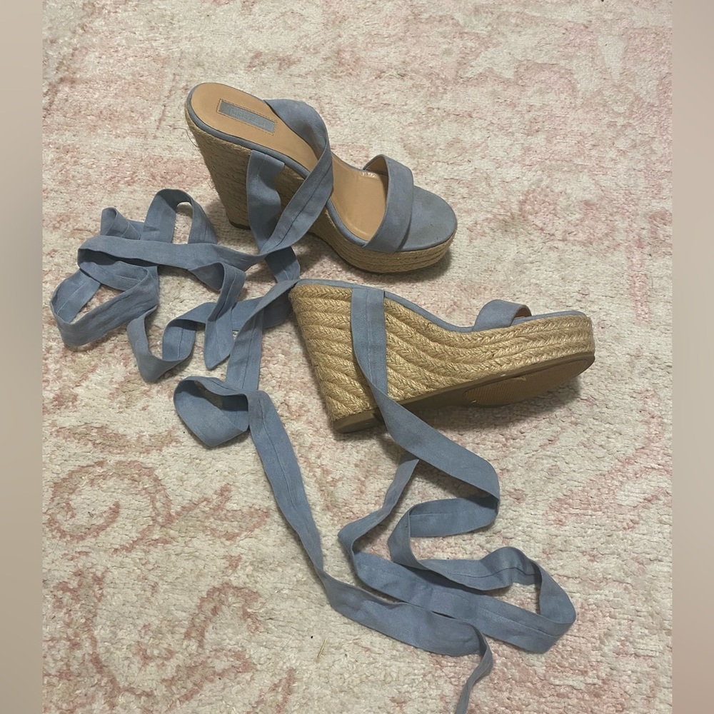 Forever 21 blue lace up espadrille wedges open toe sandals | 8.5 - Picture 2 of 5